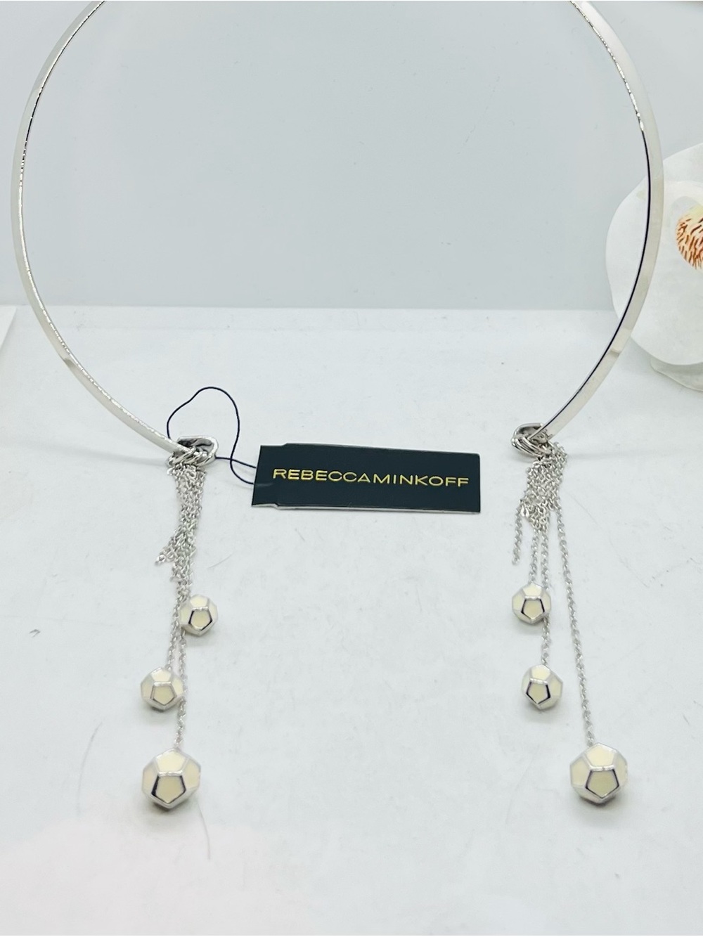 Brand New, Rebecca Minkoff Silver Tone Collar Necklace With Ball Charms